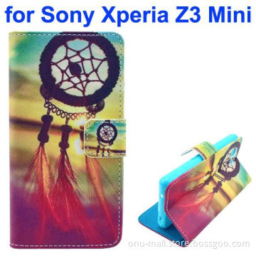 3D Color Printing Craft Cross Texture Wallet Leather Flip Phone Case for Sony Xperia Z3 Compact